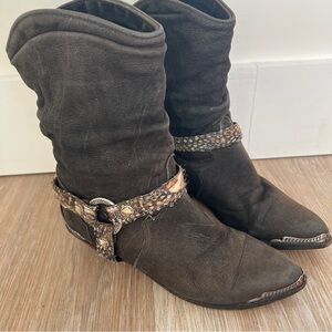 Vintage Zodiac Western Leather Boots Brown Size 6 boho cowgirl hippie